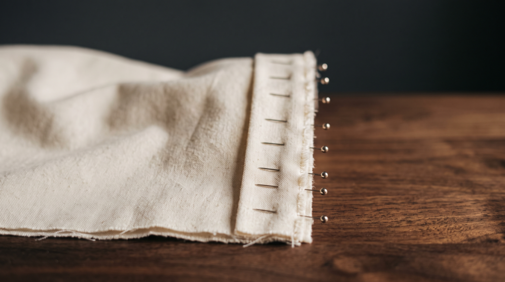 Fold and Pin the Bag Right Sides Together